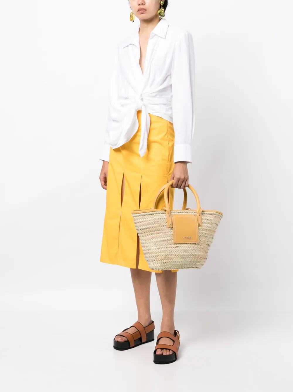 Jacquemus Le Panier Soli beach basket bag - Geel