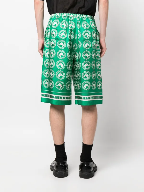 Gucci horse-graphic Print Silk Shorts | Green | FARFETCH