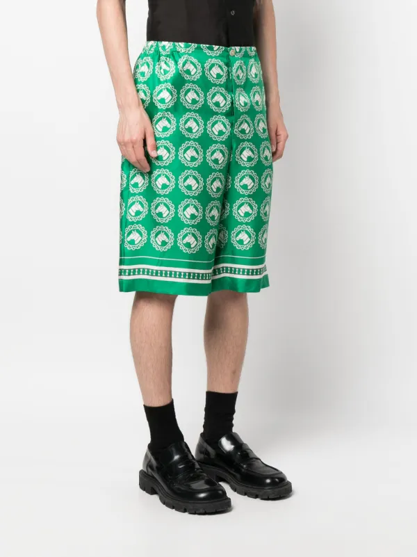 Gucci horse-graphic Print Silk Shorts | Green | FARFETCH