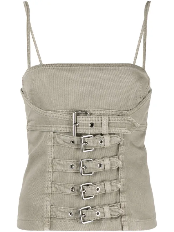 Blumarine buckle-embellished Denim Tank Top - Farfetch