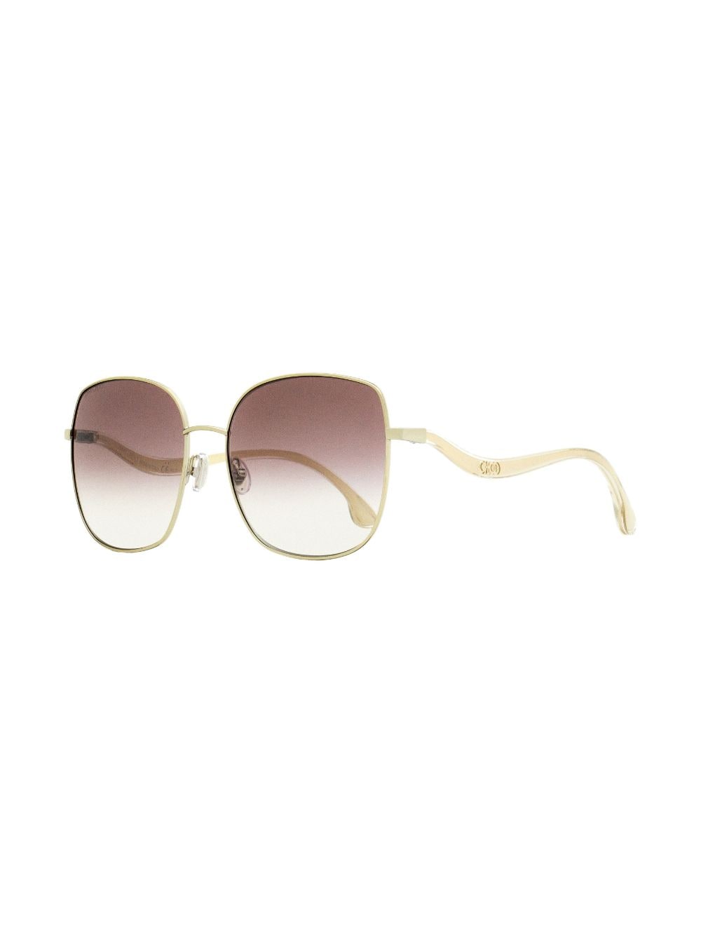 Shop Jimmy Choo Mamie Oversize-frame Sunglasses In 3ygnq Light Gold