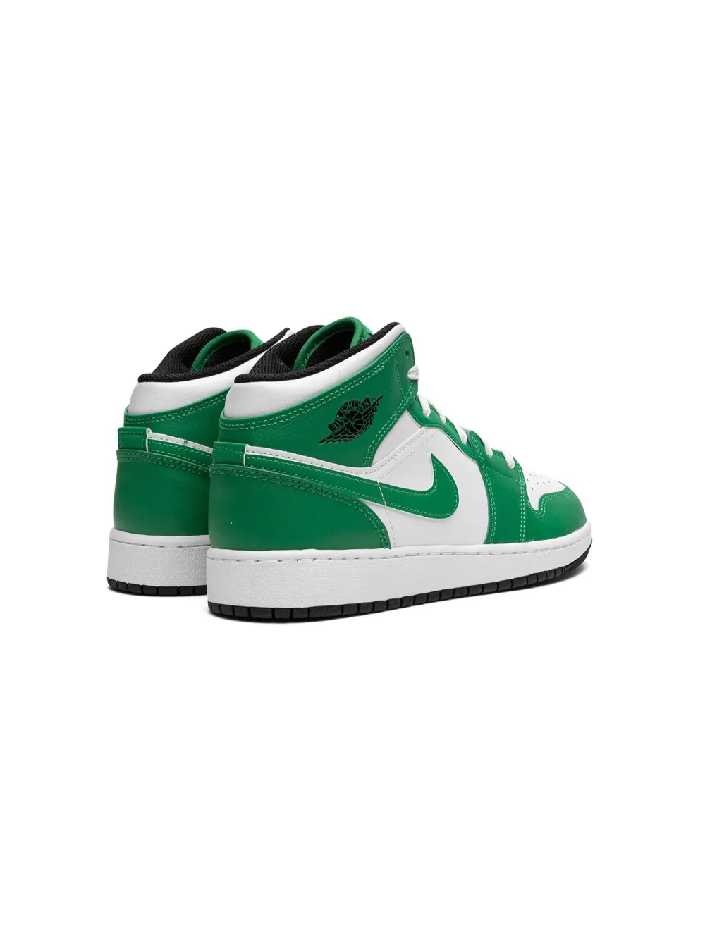 Shop Jordan Air  1 Mid "lucky Green" Sneakers In White