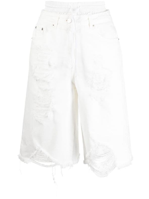 White denim clearance ripped shorts