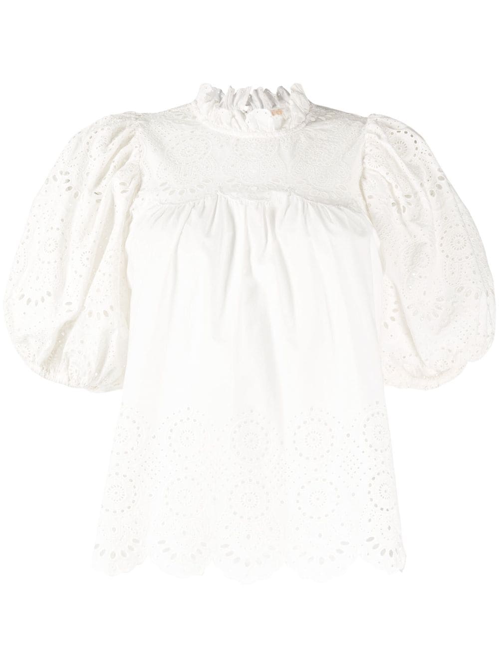Ulla Johnson Puff-sleeve Cotton Blouse In White