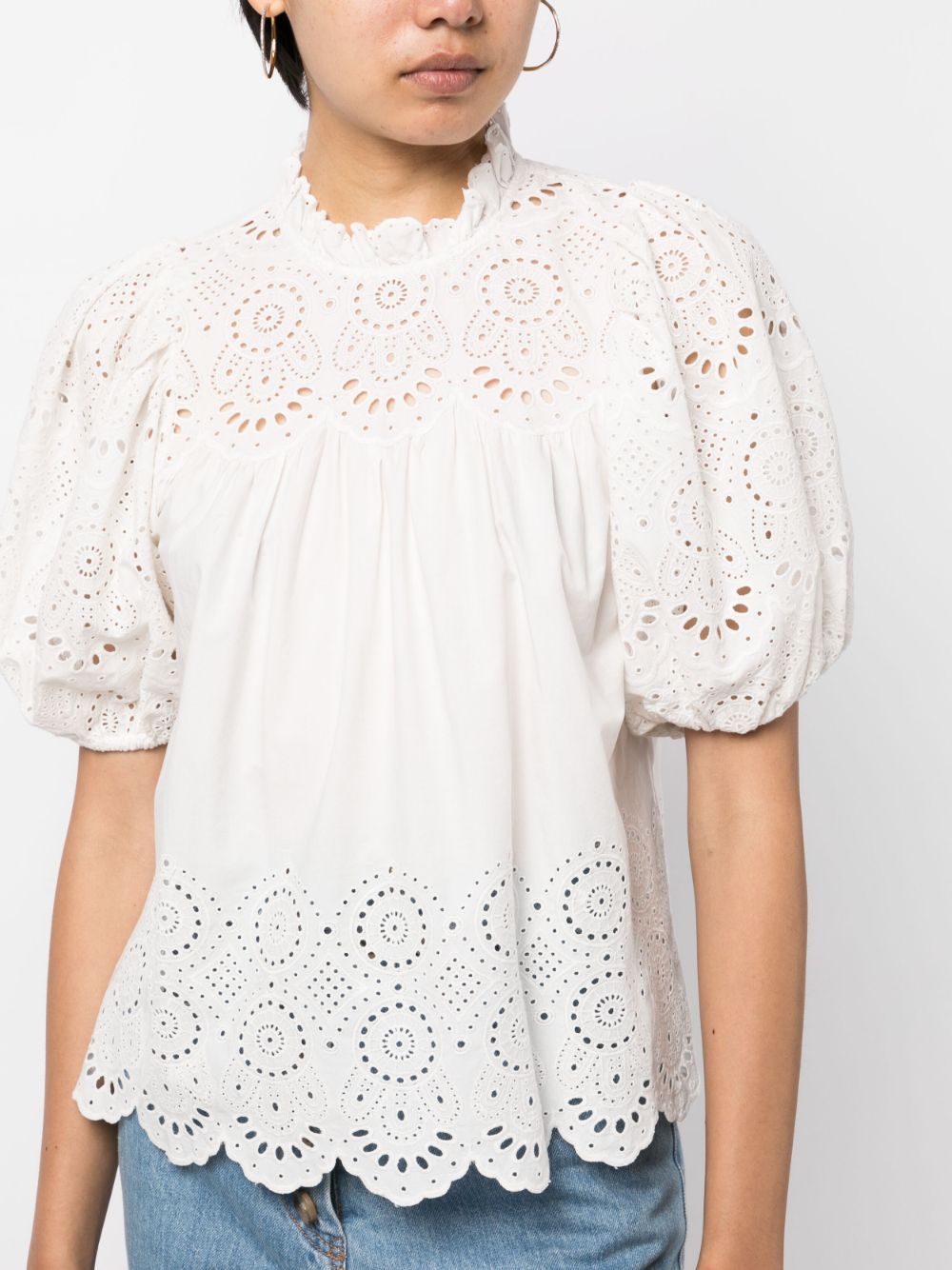 Shop Ulla Johnson Puff-sleeve Cotton Blouse In White