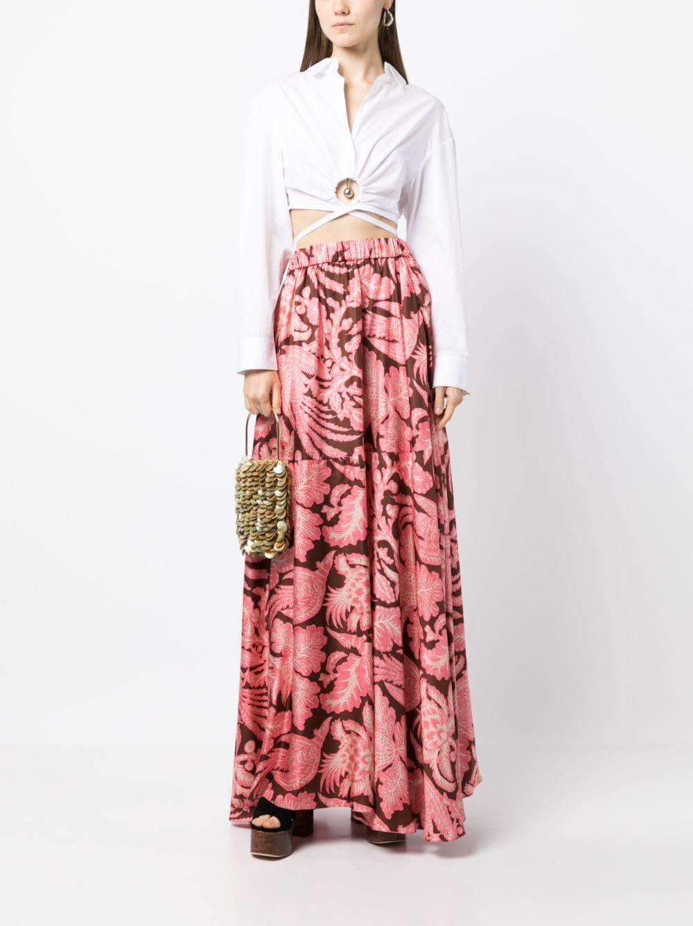 Shop Biyan Floral-print Asymmetric Maxi Skirt In Pink