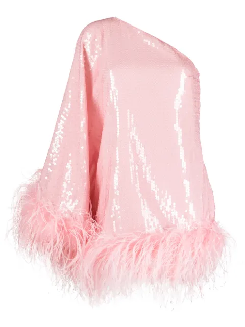 Taller Marmo Piccolo Disco feather-trim sequinned minidress