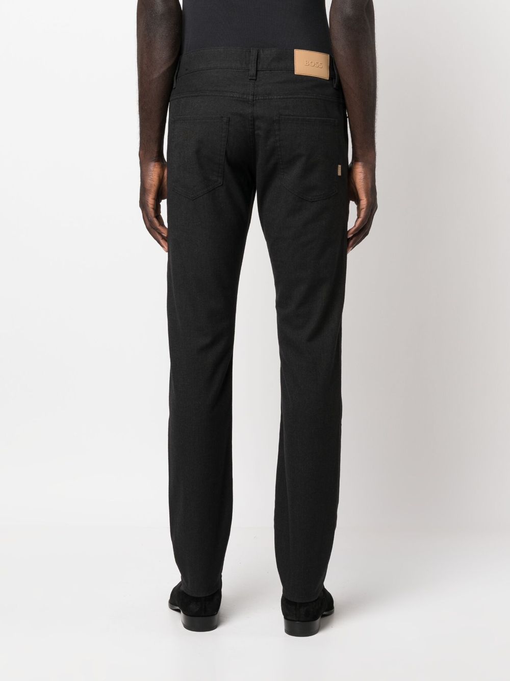 Shop Hugo Boss Mélange-effect Stretch-cotton Jeans In Black