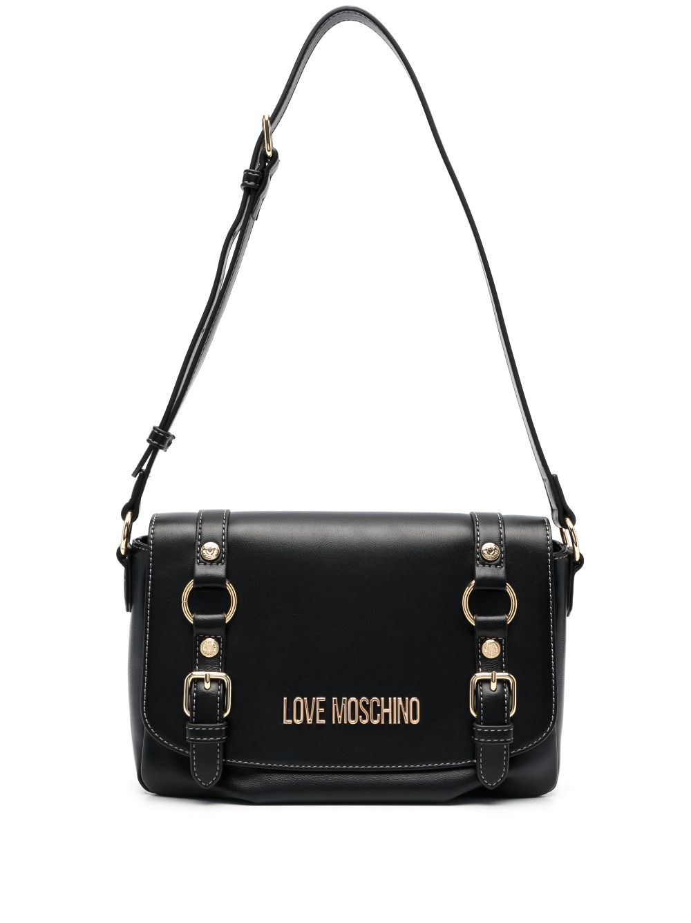 Love Moschino Buckle-detail Shoulder Bag In Black