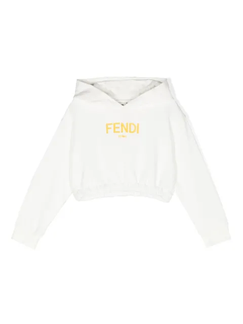 Fendi Kids logo-print cotton cropped hoodie