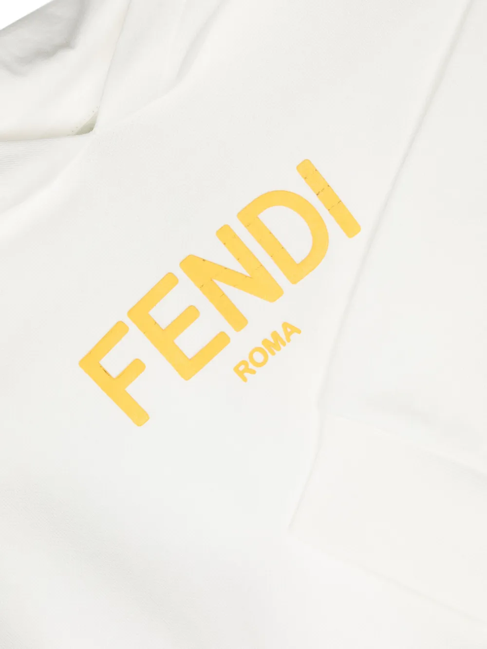 Shop Fendi Logo-print Cotton Cropped Hoodie In White