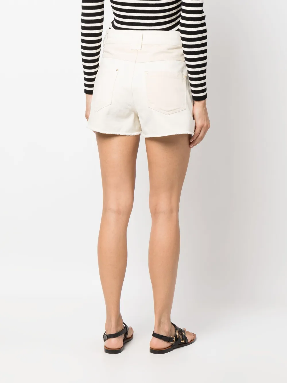 Ba&sh Mid-rise Denim Mini Shorts In Neutrals