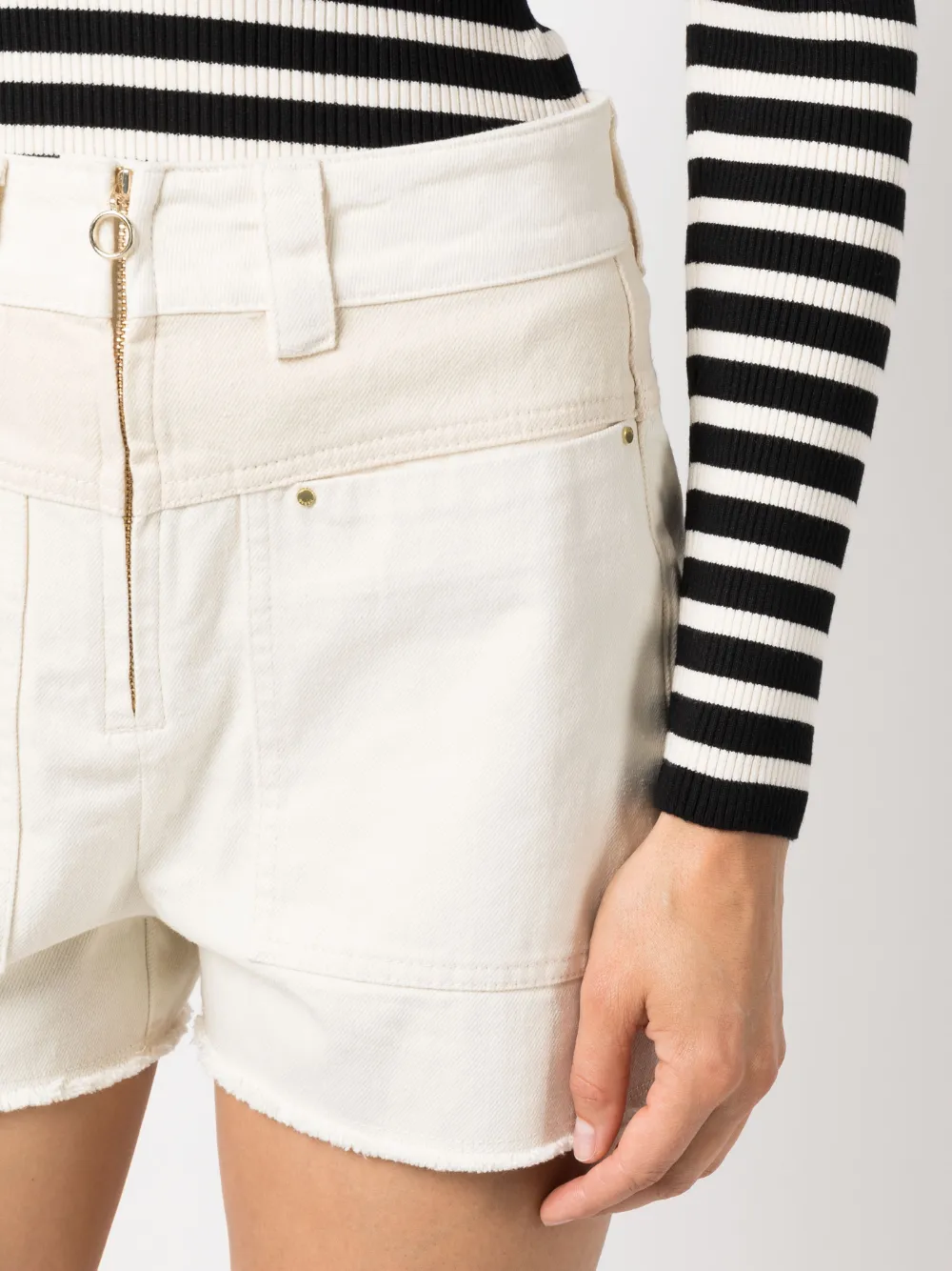 Ba&sh Mid-rise Denim Mini Shorts In Neutrals