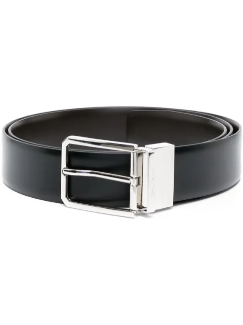 Santoni logo-engraved buckle leather belt