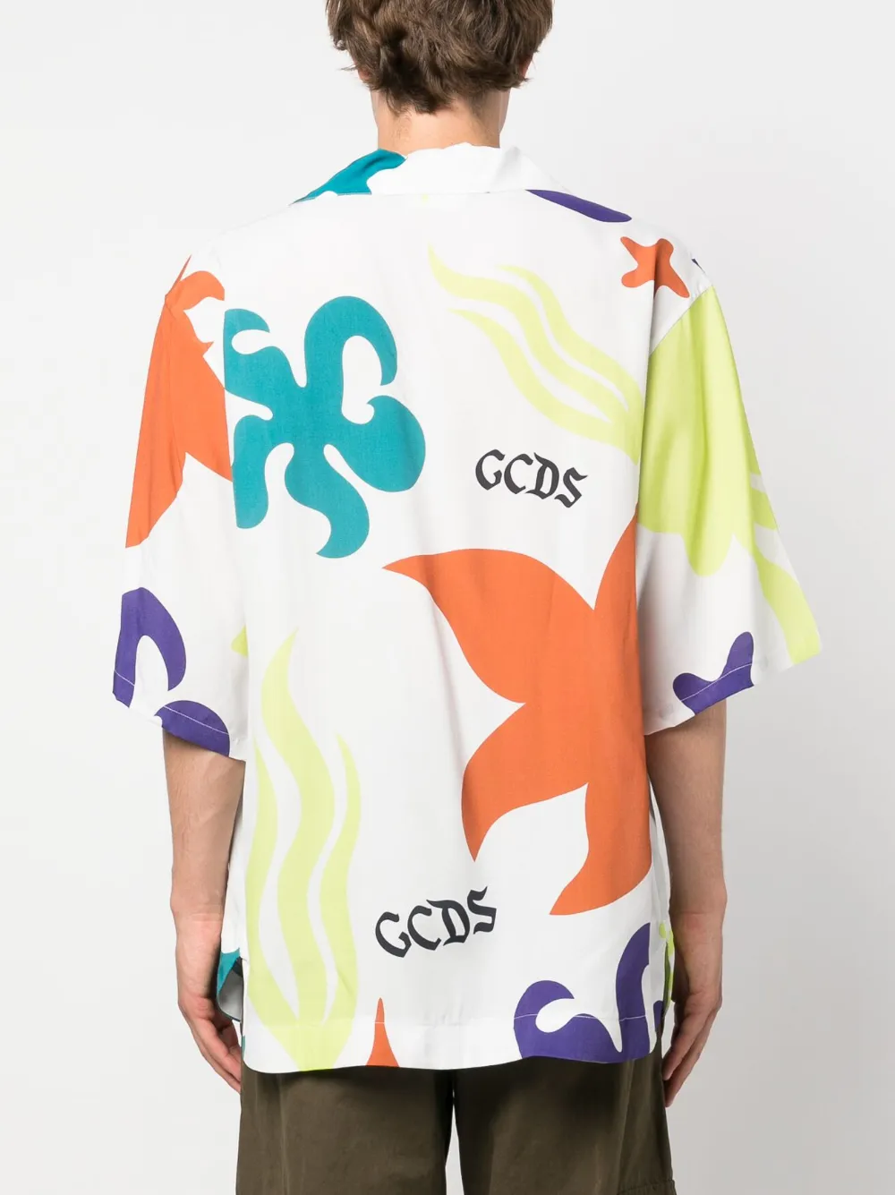 Gcds Graphic-print Short-sleeve Shirt In White