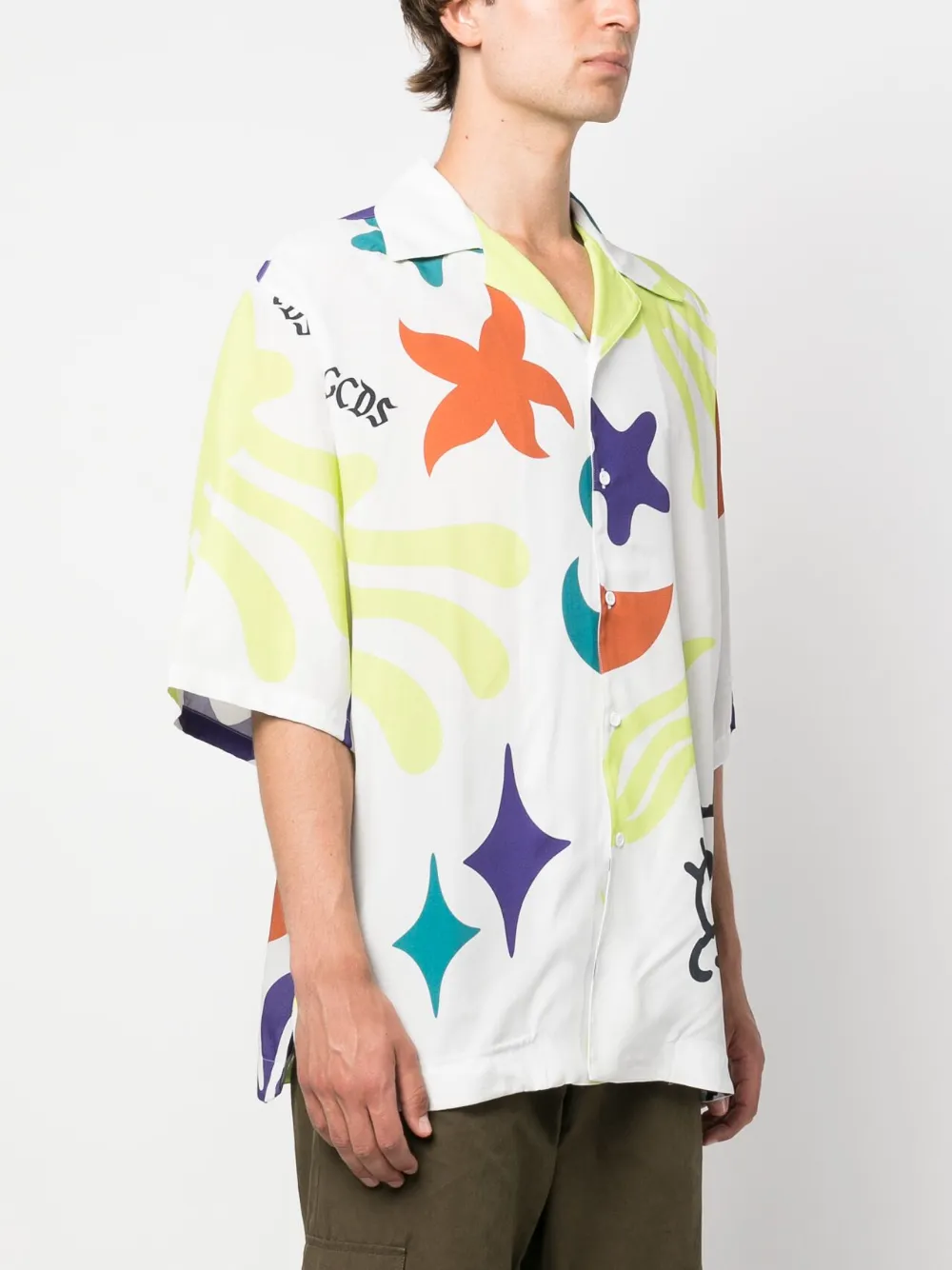 Gcds Graphic-print Short-sleeve Shirt In White