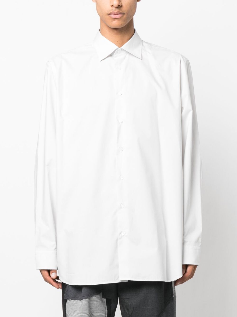 Shop Raf Simons Slogan-print Button-up Shirt In Grey