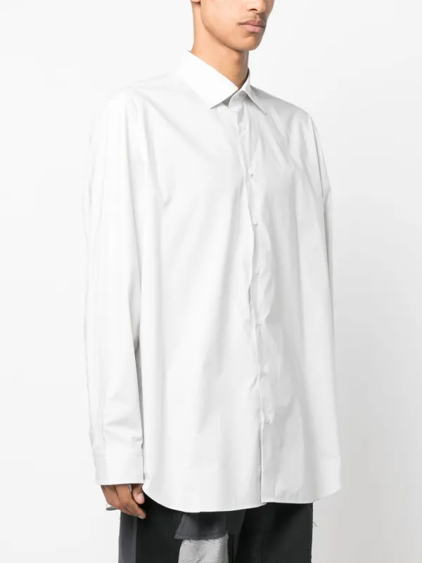 = RAF SIMONS = PLASTIC POCKET YOKE SHIRT シャツ 白 X 赤 Raf Simons logo-patch Cotton Shirt | Orange | FARFETCH