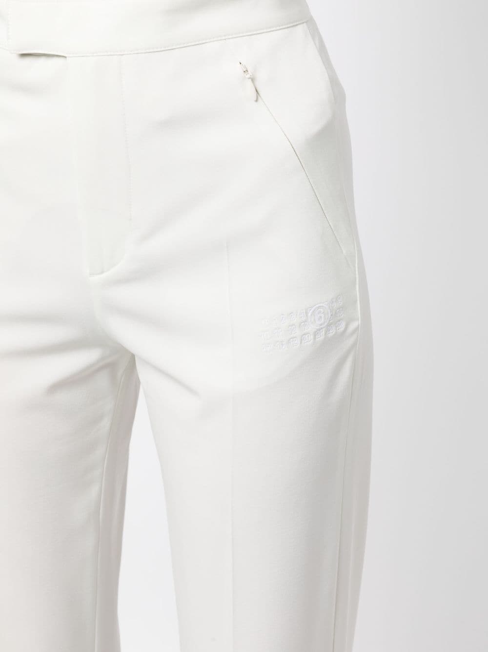 Shop Mm6 Maison Margiela High-waisted Straight-leg Trousers In White