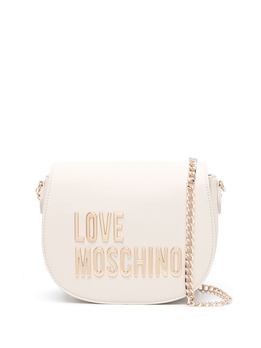 Love Moschino Logo-lettering Saddle Crossbody Bag In Neutrals