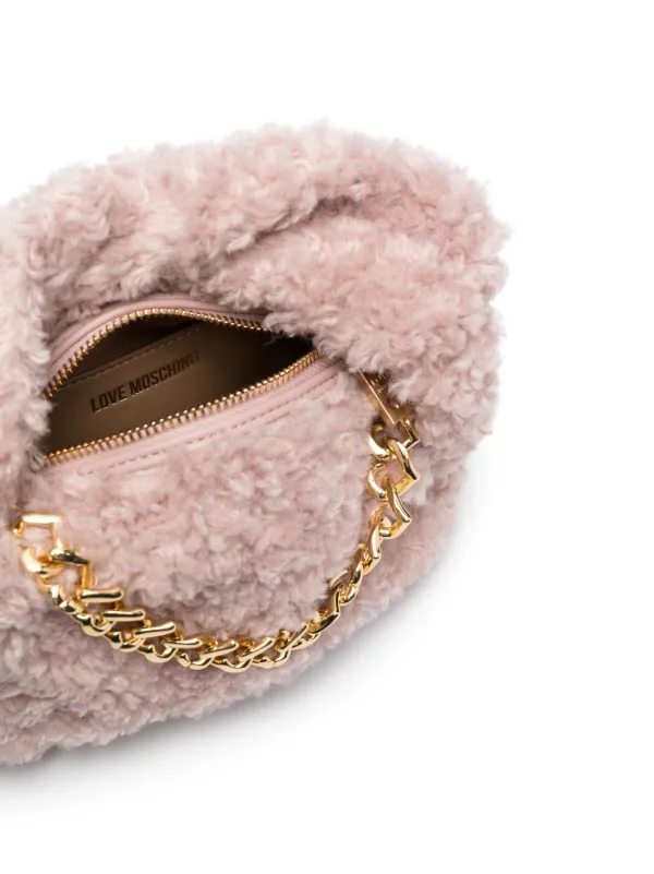 Love moschino top handle mini fur best sale