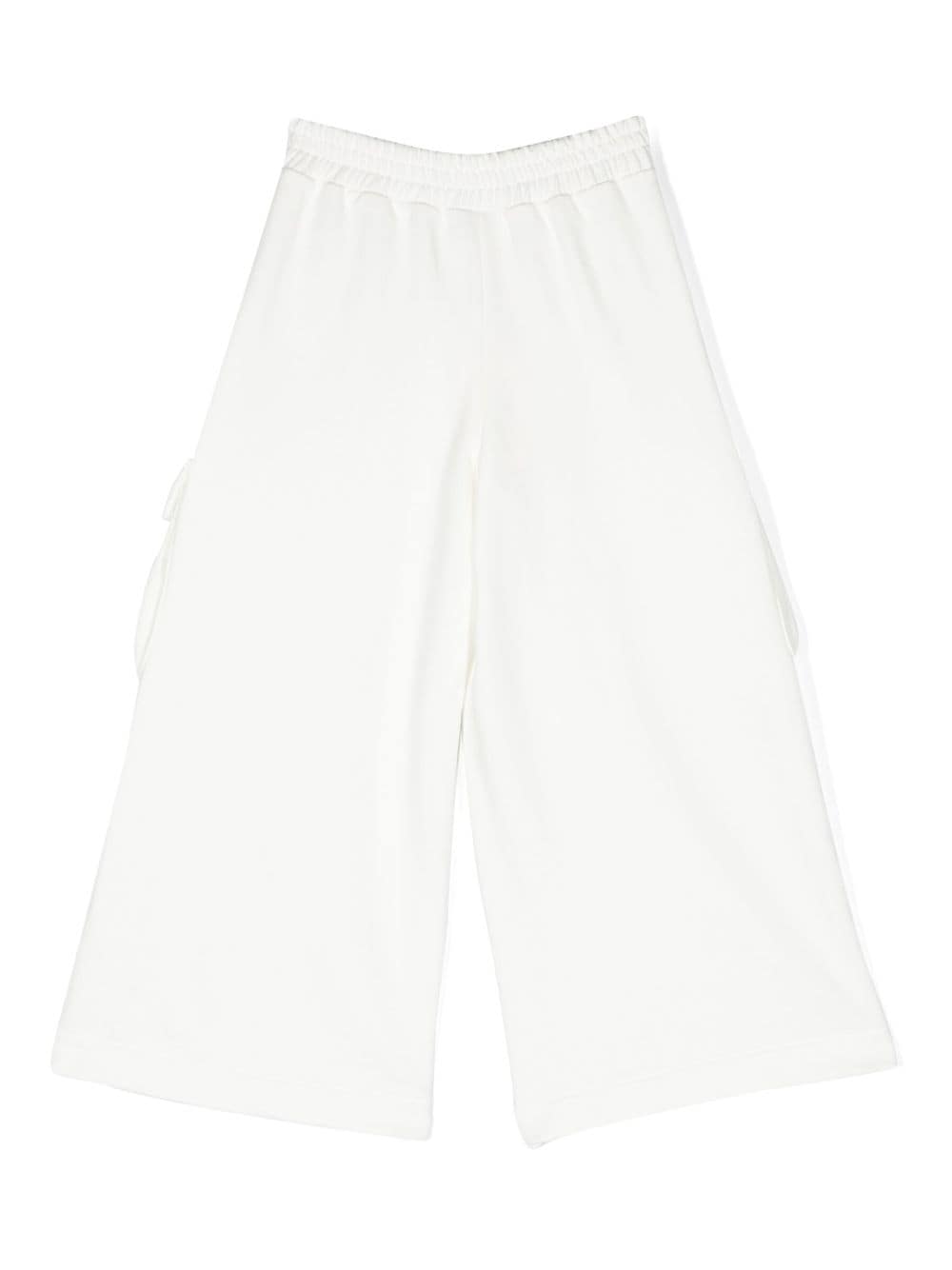 Shop Fendi Wide-leg Cotton Track Pants In White
