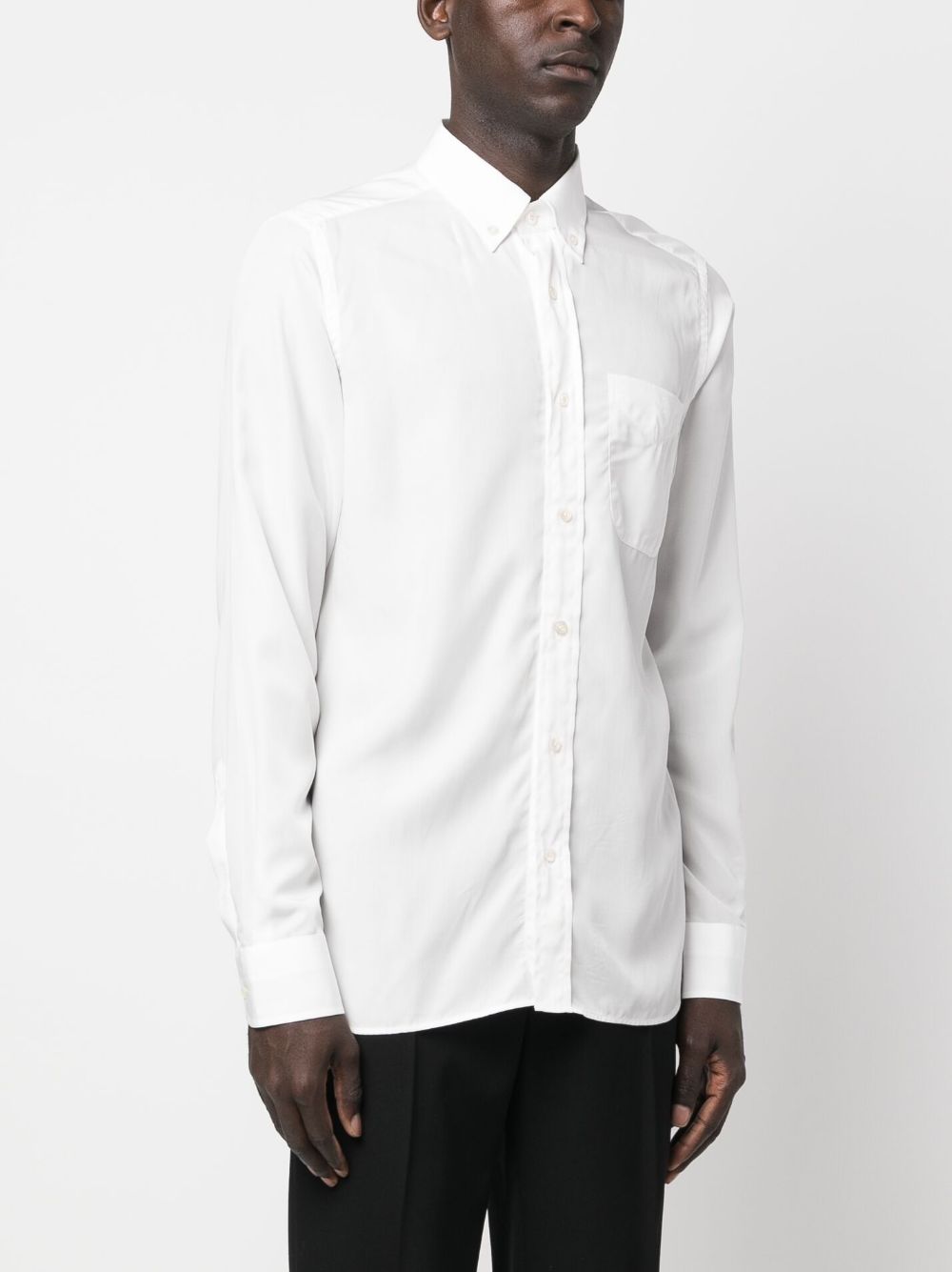 Shop Tom Ford Long-sleeve Button-fastening Shirt In White