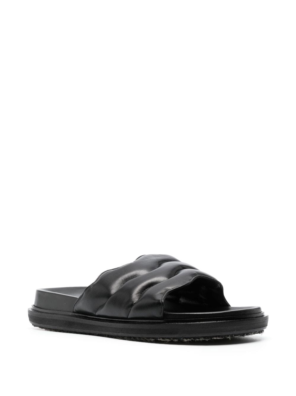 Marni padded-design nappa leather slides - Zwart