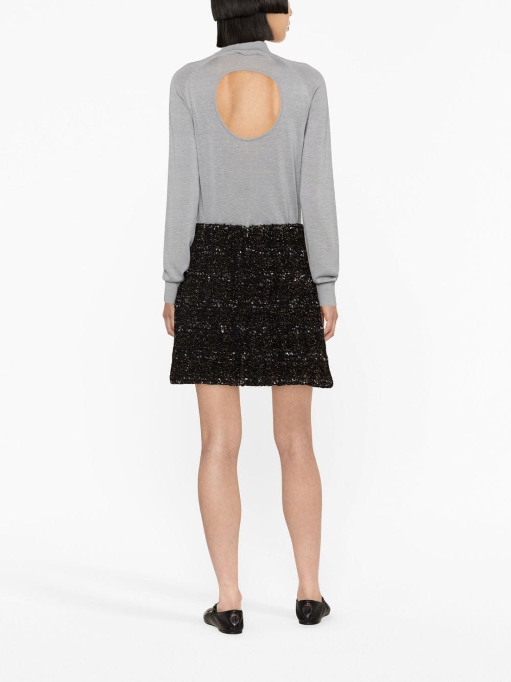Shop Fabiana Filippi Textured High-waist Skirt In Black