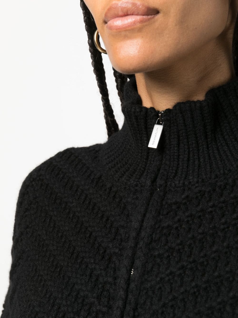 Shop Fabiana Filippi Zip-up Cashmere Cardigan In Black