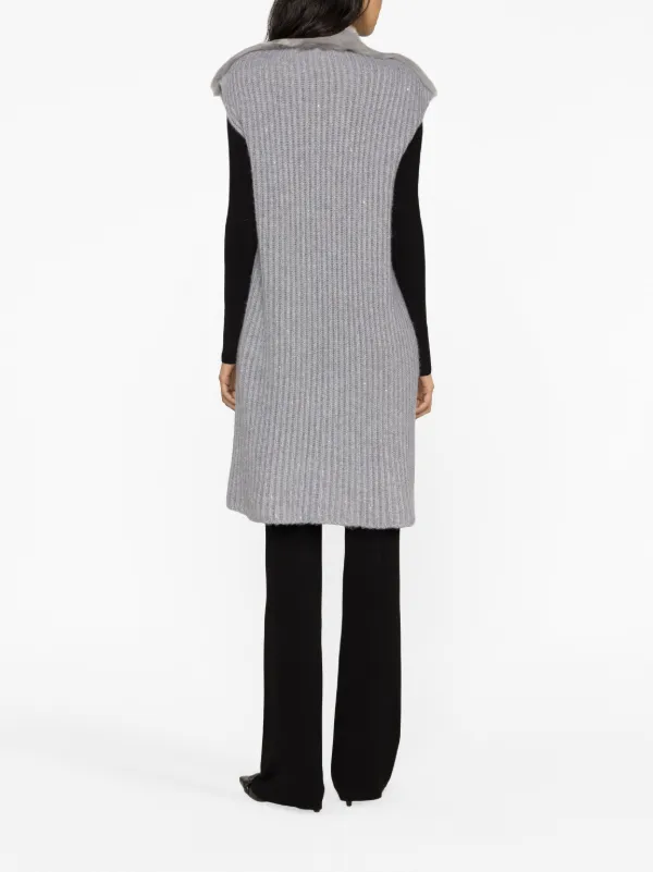 ファビアナフィリッピーニットコート Fabiana Filippi エコファーパネル ニットコート | グレー