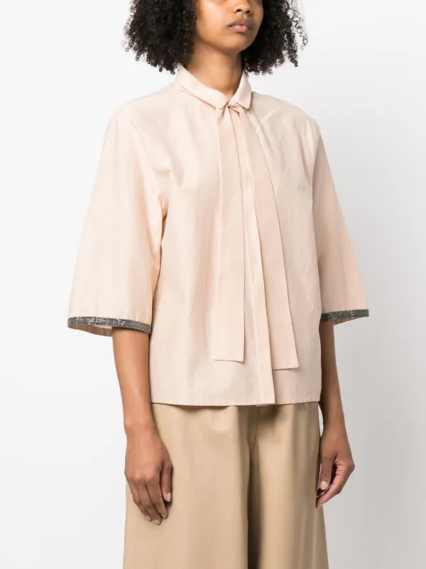 Fabiana Filippi contrast-trim short-sleeve Shirt | Pink