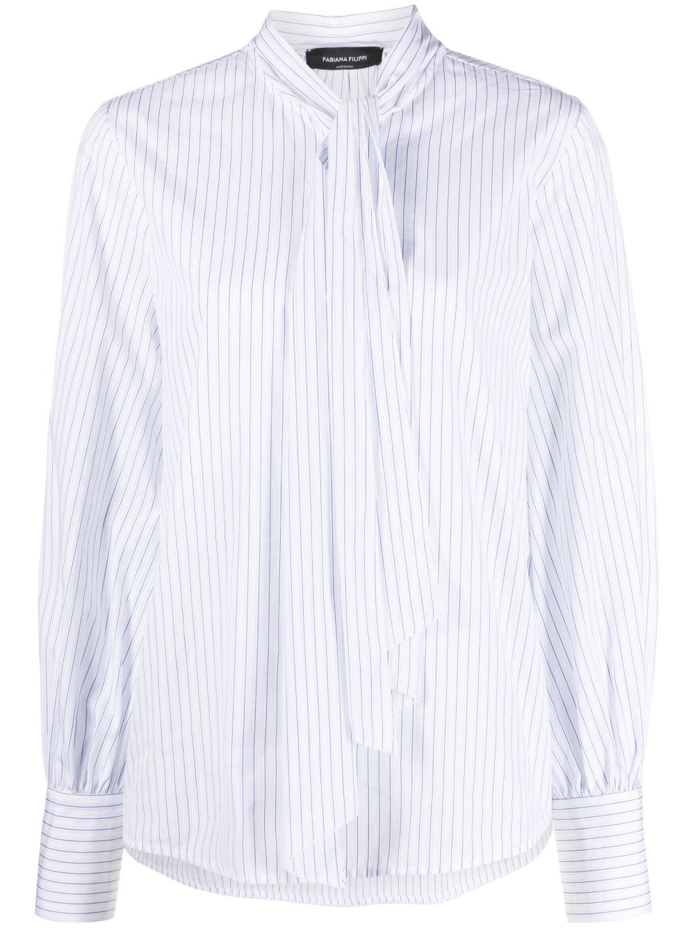 Fabiana Filippi striped pussy-bow shirt - White