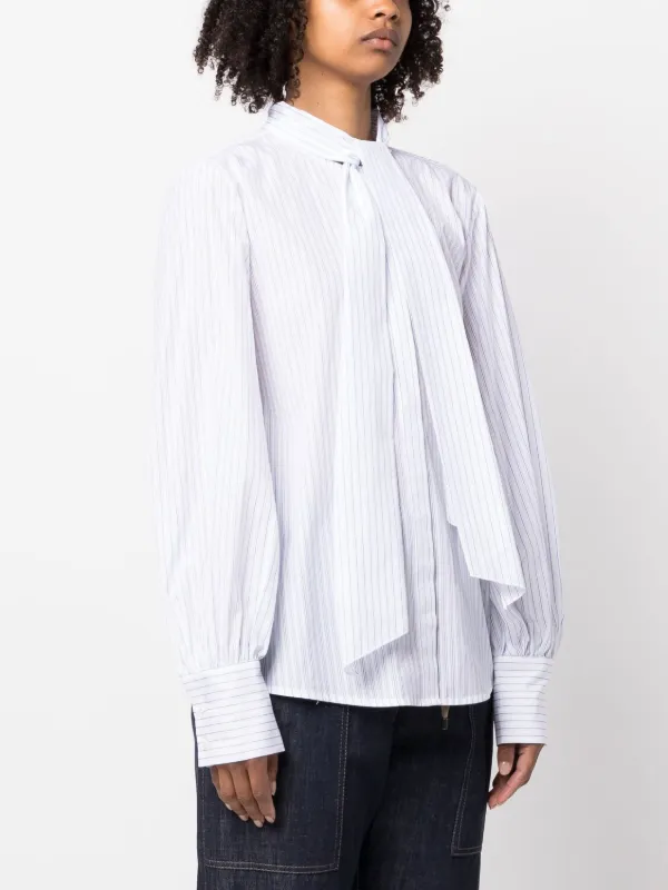 Fabiana Filippi Striped pussy-bow Shirt | White | FARFETCH
