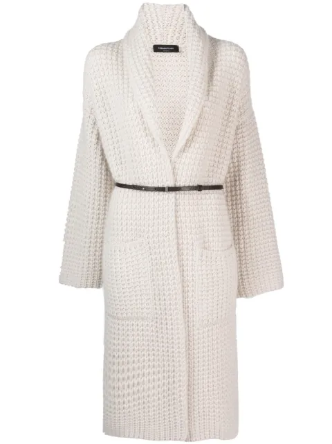 Fabiana Filippi waffle-knit belted cardi-coat