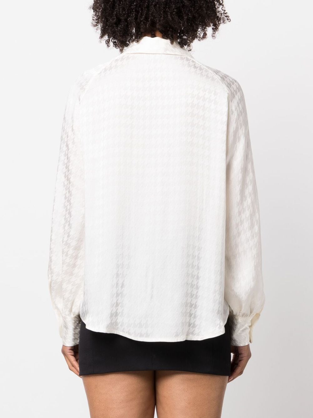 Shop Fabiana Filippi Houndstooth-pattern Long-sleeved Shirt In Neutrals