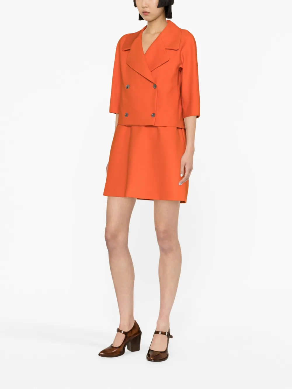 Shop Fabiana Filippi Cropped Double-breasted Jacket In Orange