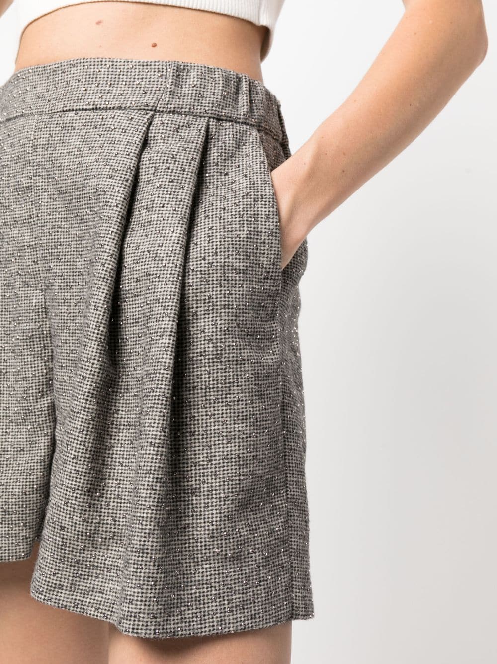 Shop Fabiana Filippi Pleated Wool-blend Shorts In Neutrals