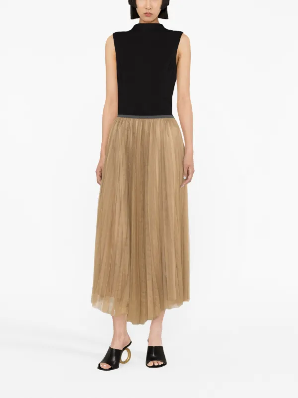 Fabiana Filippi Pleated Midi Skirt | Brown | FARFETCH PH