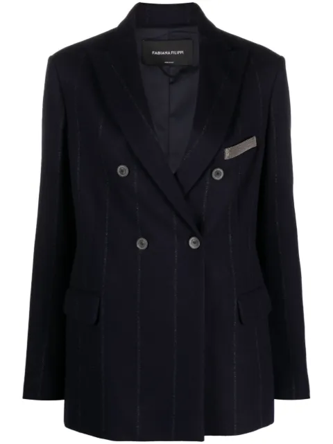 Fabiana Filippi stripe-detail double-breasted blazer