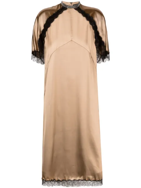 Fabiana Filippi lace-trim satin midi dress