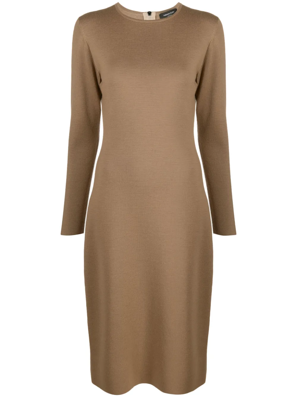 Fabiana Filippi Long-sleeve Knitted Wool Dress In Brown