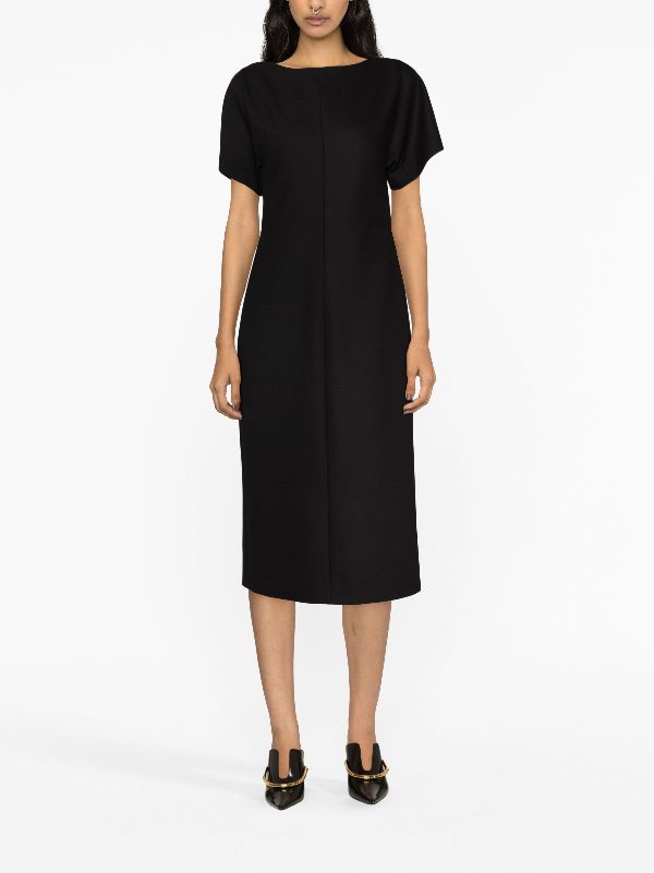 Black fashion tailored midi dress