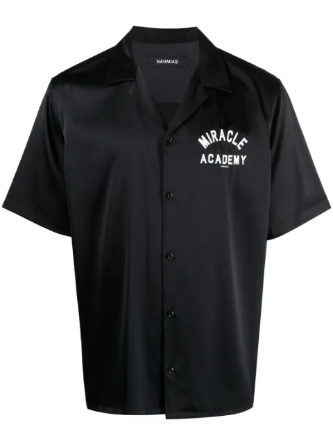 Nahmias camisa con motivo gráfico y manga corta