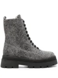 Fabiana Filippi herringbone-pattern lace-up ankle boots - Black