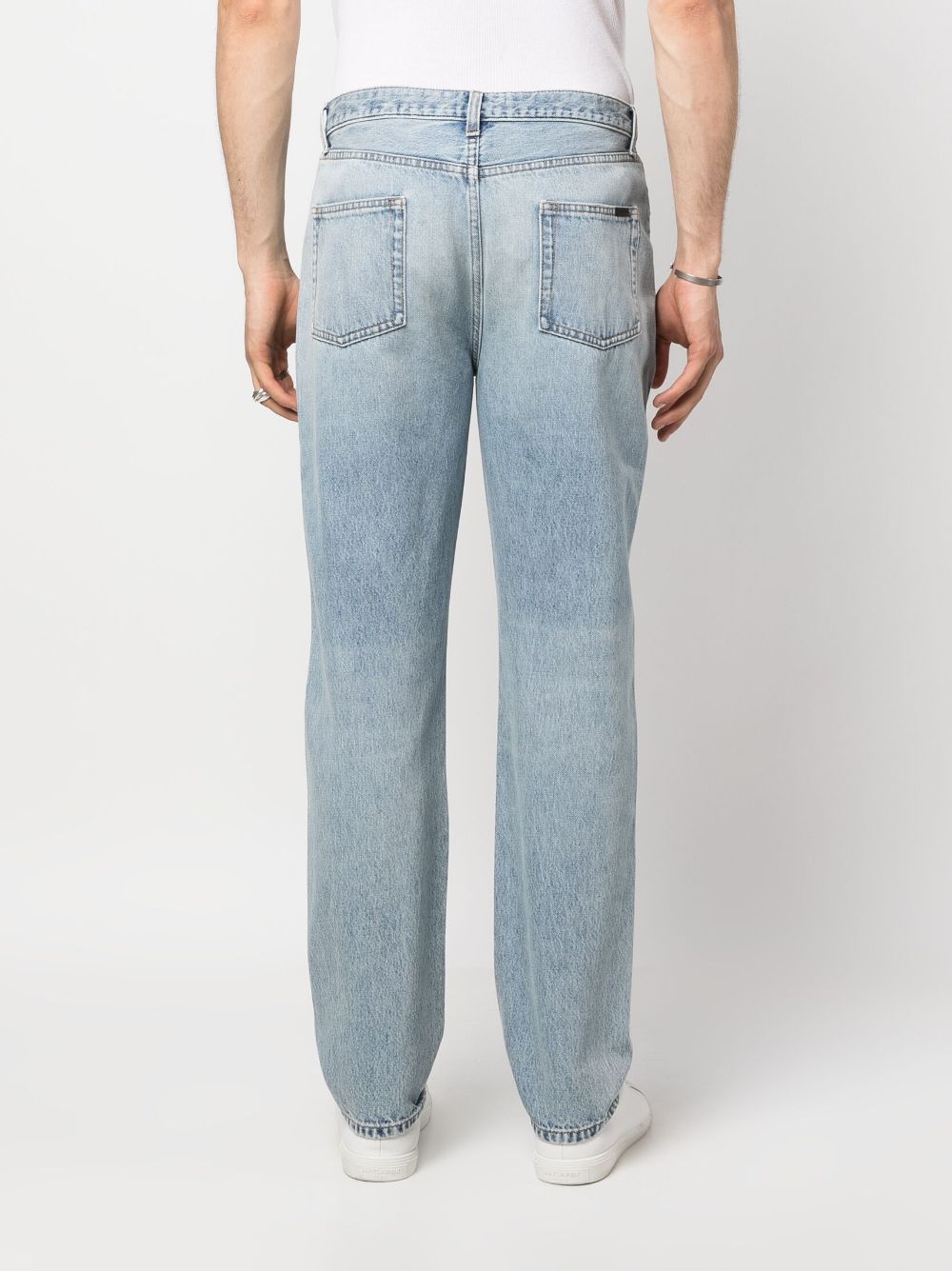 Shop Saint Laurent Straight-leg Denim Jeans In Blau