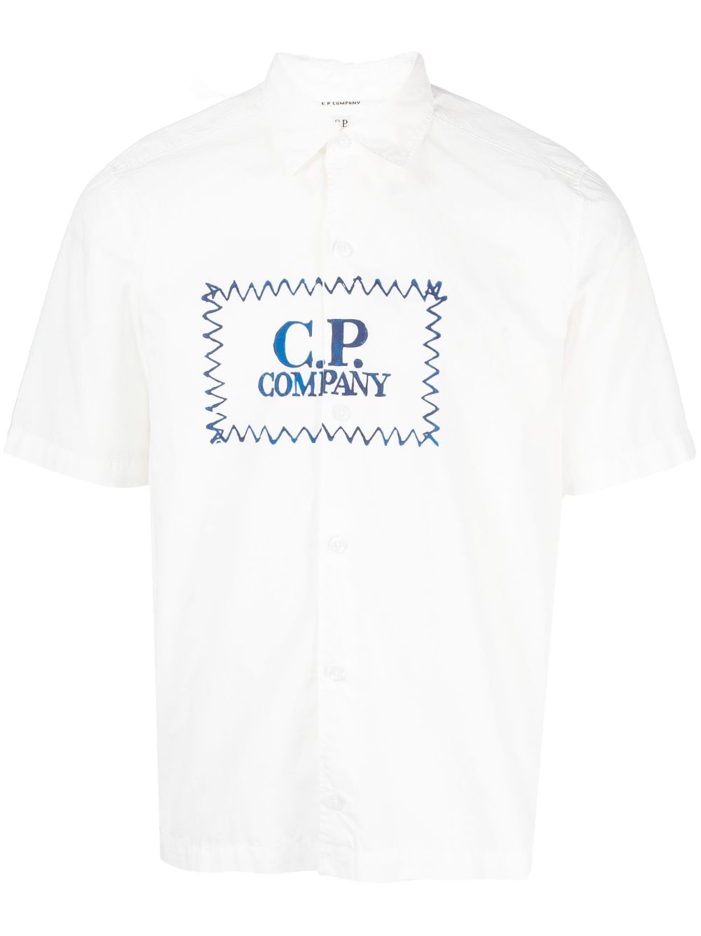 C.p. Company Logo-print Short-sleeved Shirt In White