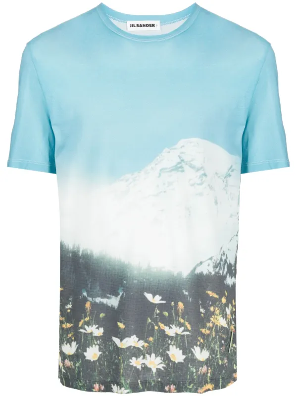 Jil Sander graphic-print Cotton T-shirt | Blue | FARFETCH AO 