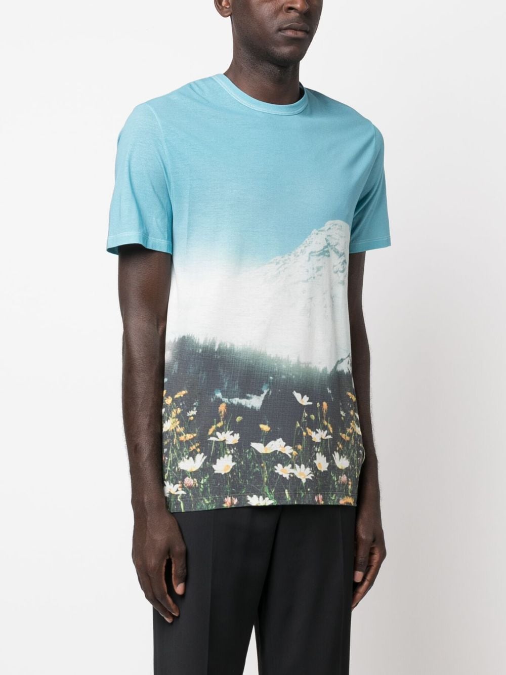 Shop Jil Sander Graphic-print Cotton T-shirt In Blue