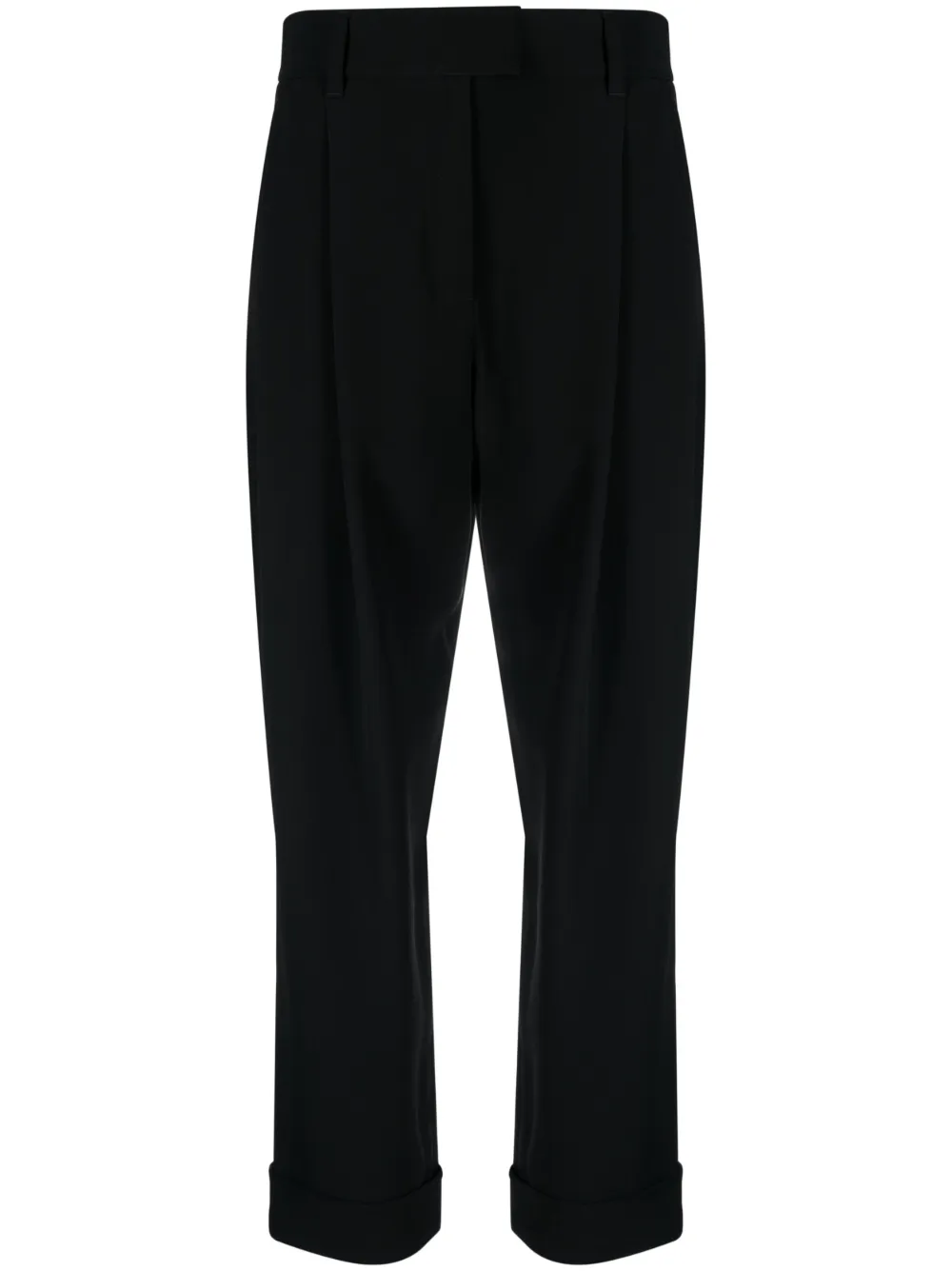Brunello Cucinelli Tapered High-waisted Trousers In Schwarz